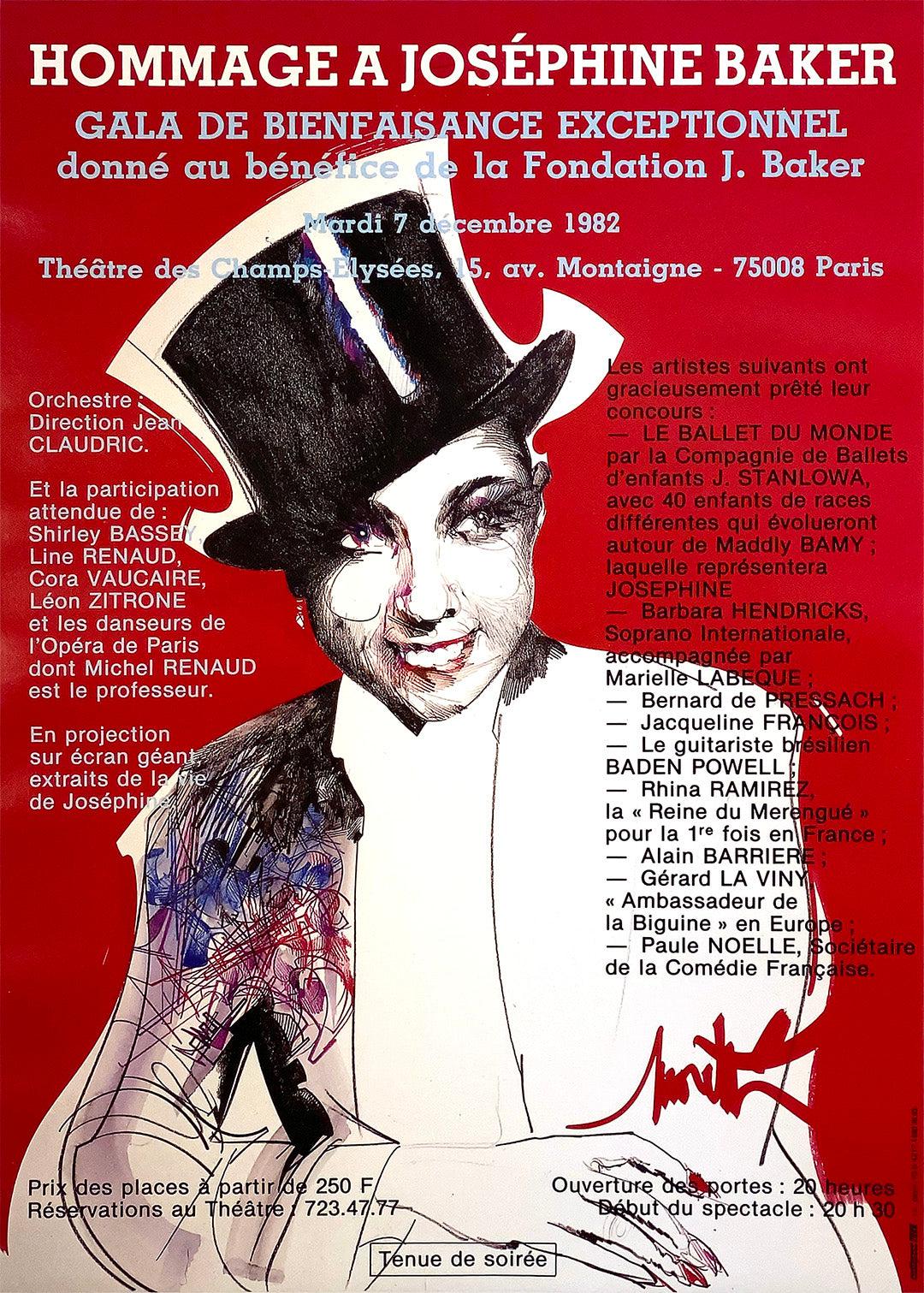 Original Vintage Hommage a Josephine Baker Poster 1982