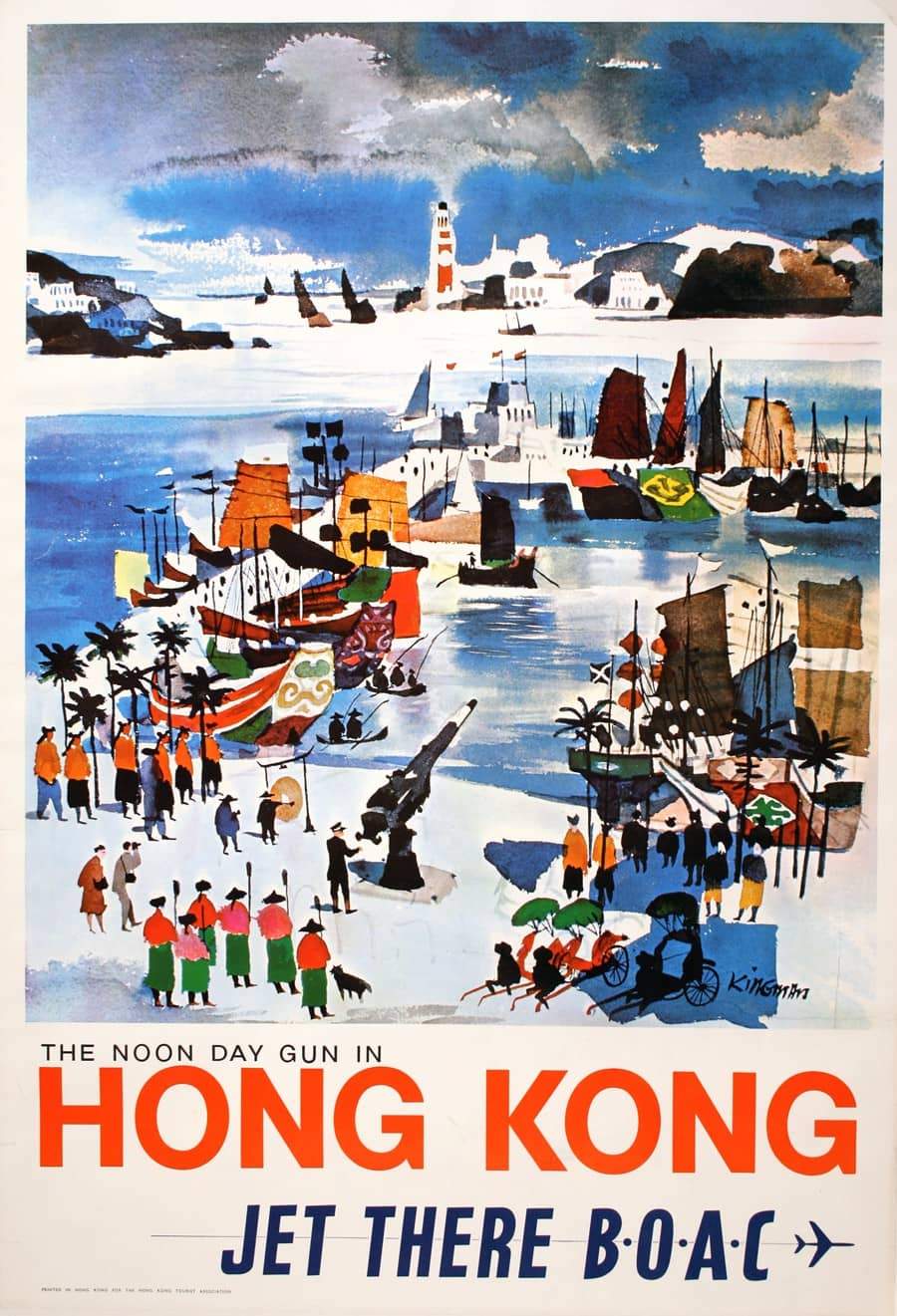Hong Kong Jet There by BOAC Original Poster c1955 by Dong Kingman