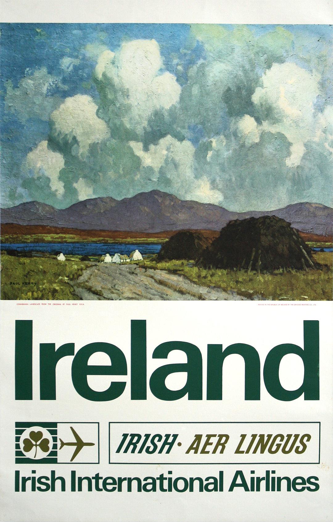 Original Vintage Ireland Irish Aer Lingues Connemara Poster by Paul Henry c1960