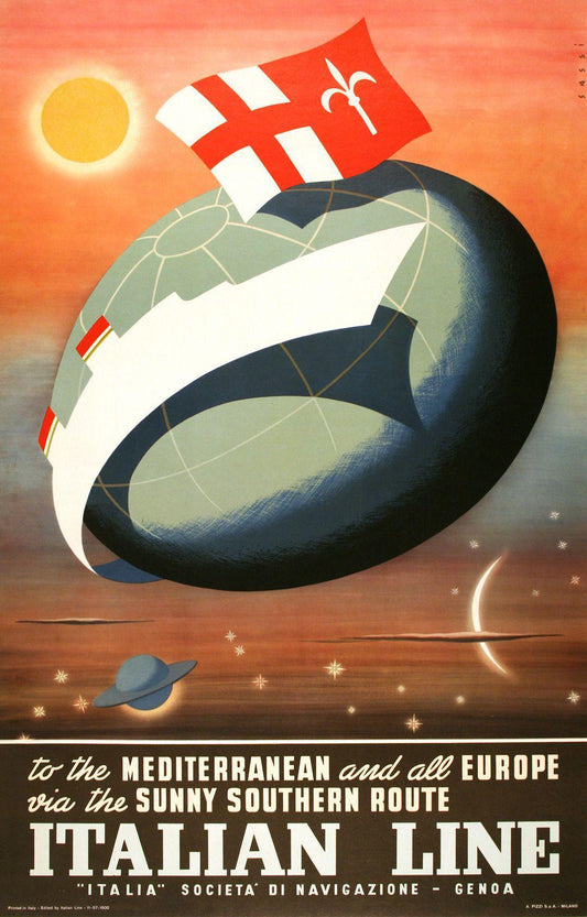 Original Italian Line Poster 1950 by Alda Sassi