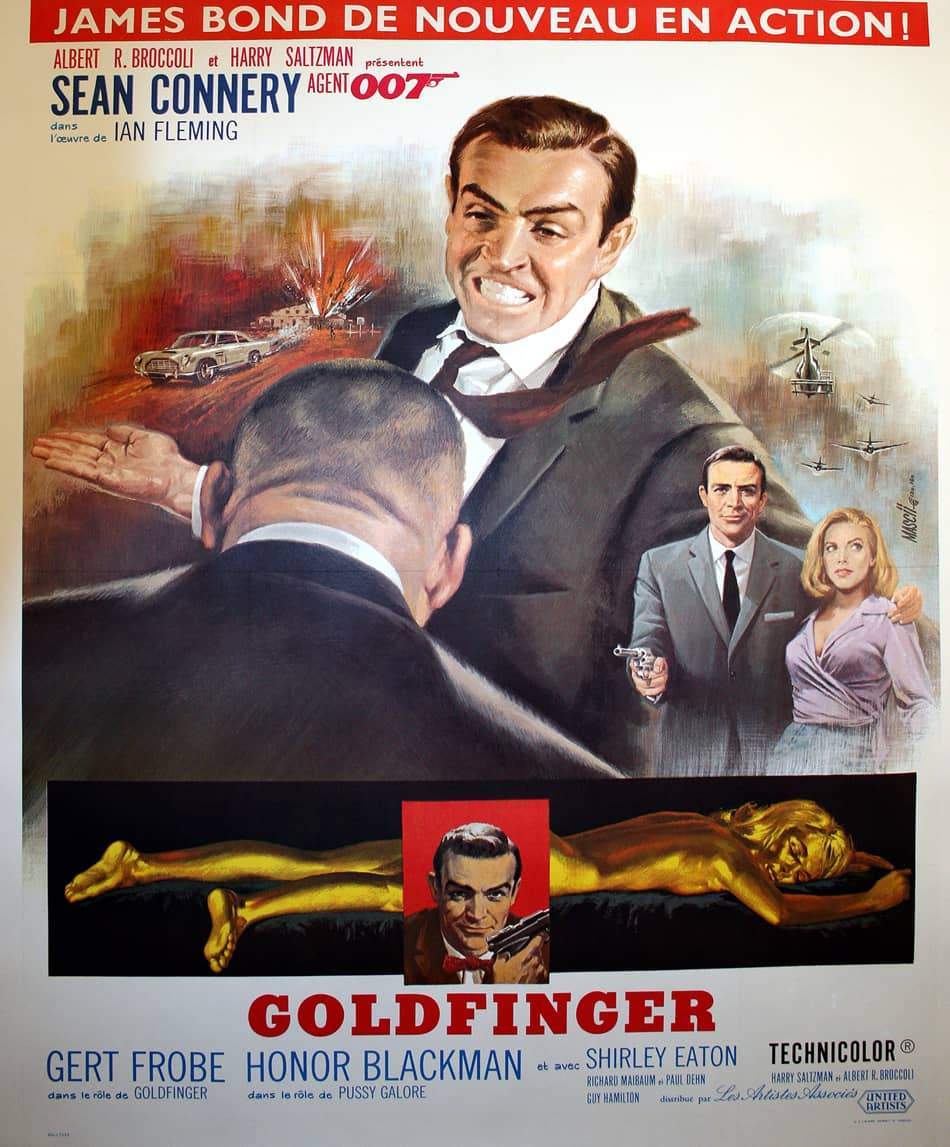 Original Goldfinger Poster French Release in 1964 Starring Sean connery