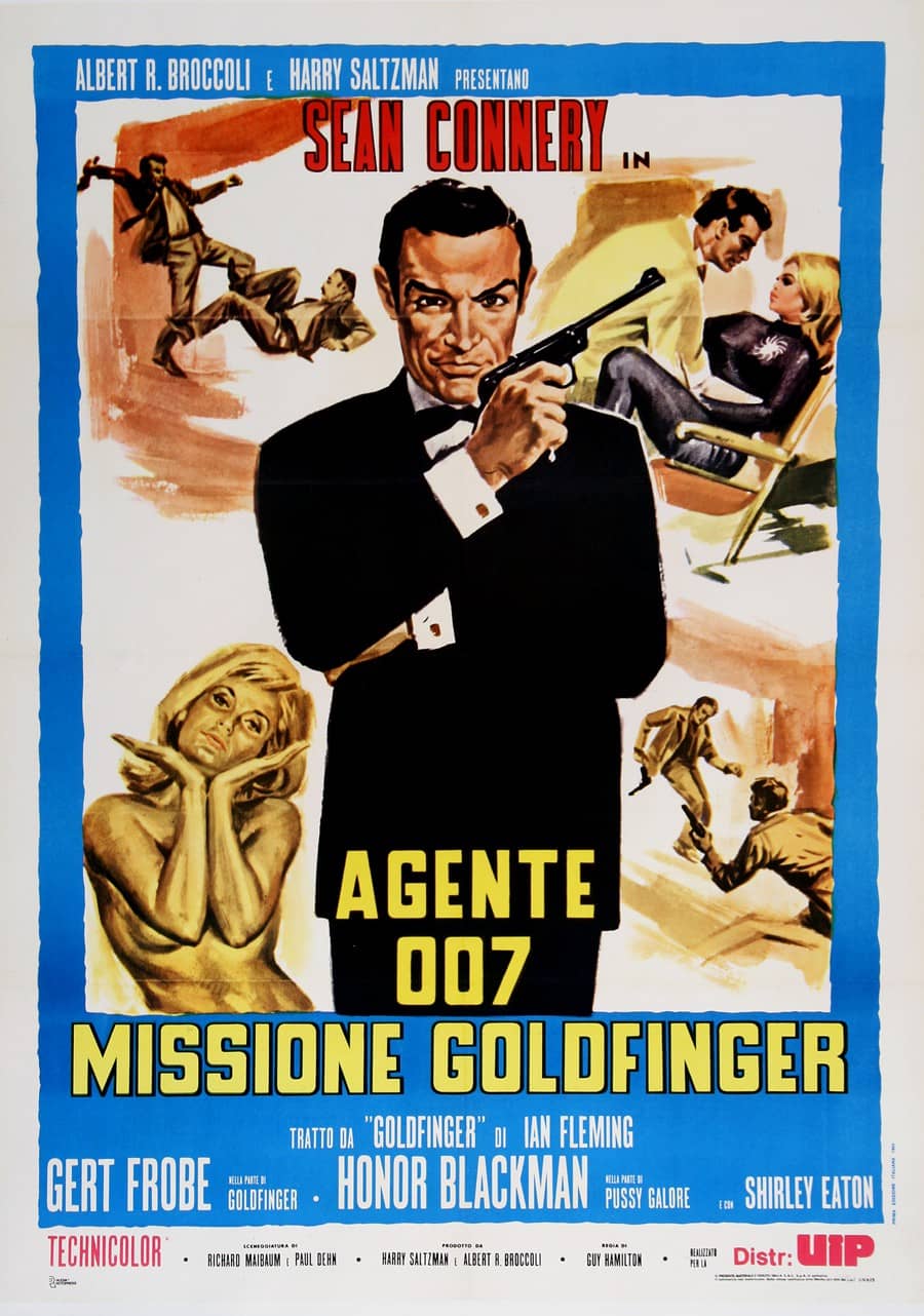 Italian James Bond Vintage Movie Poster c1975 - Missione Goldfinger with Sean Connery as 007