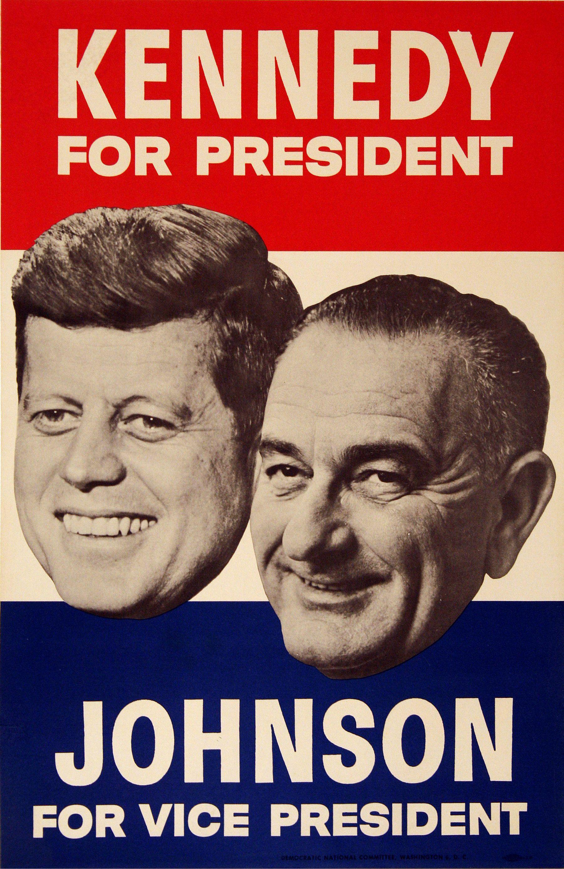 Original 1960 JFK Kennedy Johnson Campaign Poster