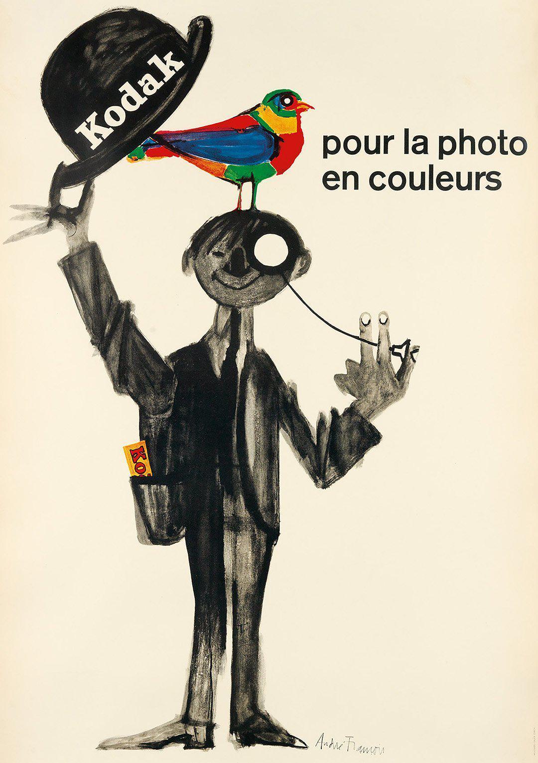 Original Vintage Kodak Poster Pour la Photo en Couleurs c1950 by Andre' Francois