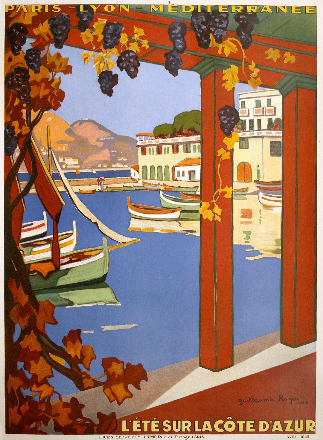 L'Ete' Sur La Cote D'Azur Poster 1926 by Guillaume Georges Roger for PLM