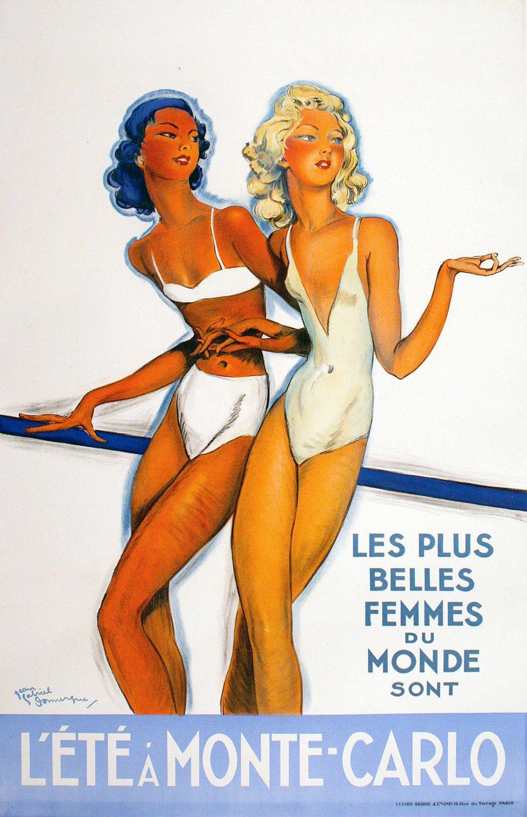 Original Vintage Travel Poster L'Ete a Monte Carlo by Domergue French Riviera