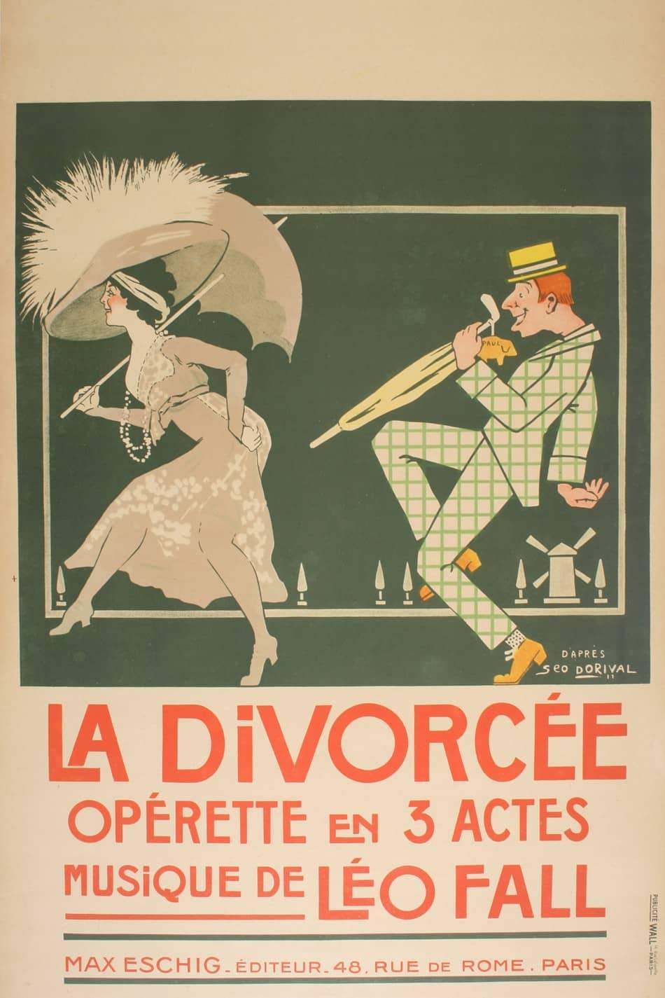 La Divorcee Original Vintage Poster by Georges Dorival French Operetta 1911