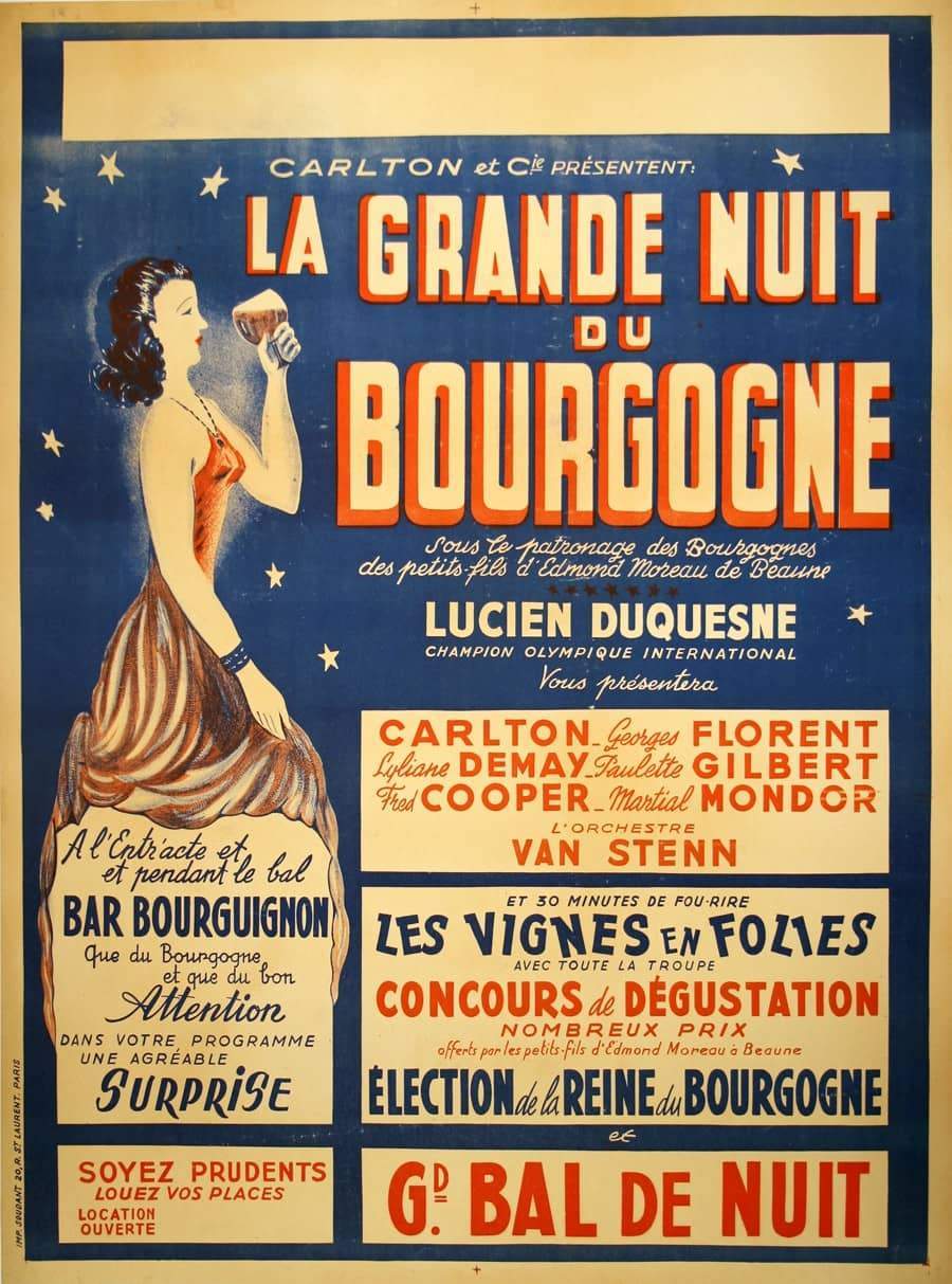 Original Vintage Bourgogne Poster Dancing c1950