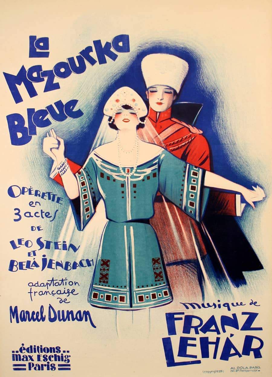 Original Vintage Operetta Poster La Mazourka Bleue by Dola 1929