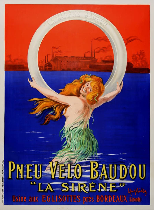 Original Vintage La Sirene Tire Poster by Leonetto Cappiello c1920