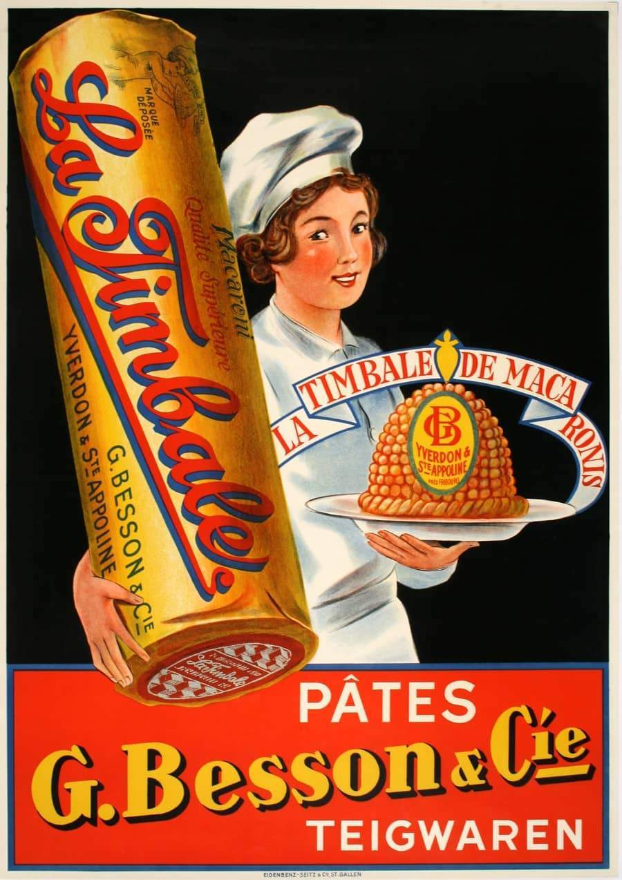 La Timbale Original Swiss Vintage Poster for Pasta c1930