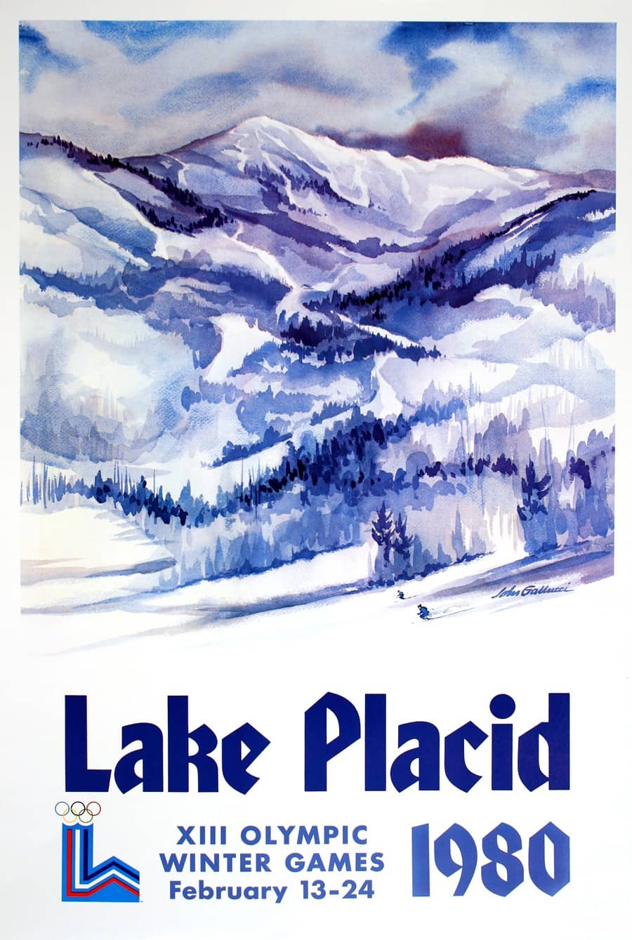 Lake Placid Winter Olympics 1980 - Mountain Original Vintage Poster by John Gallucci