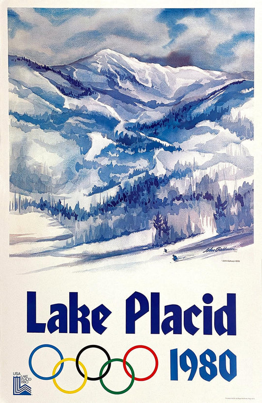Lake Placid Winter Olympics 1980 - Rings Original Vintage Poster by John Gallucci