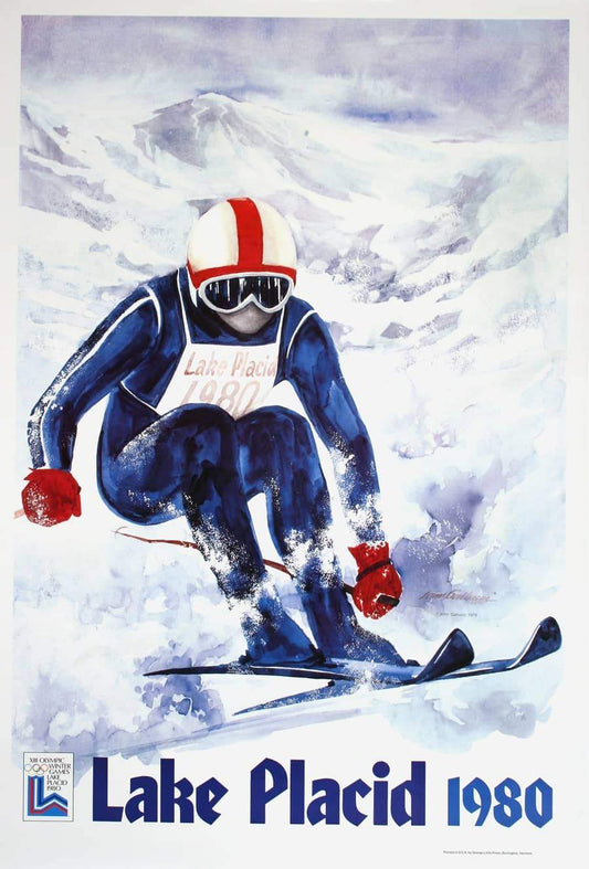 Lake Placid Winter Olympics 1980 - Skier Original Vintage Poster by John Gallucci