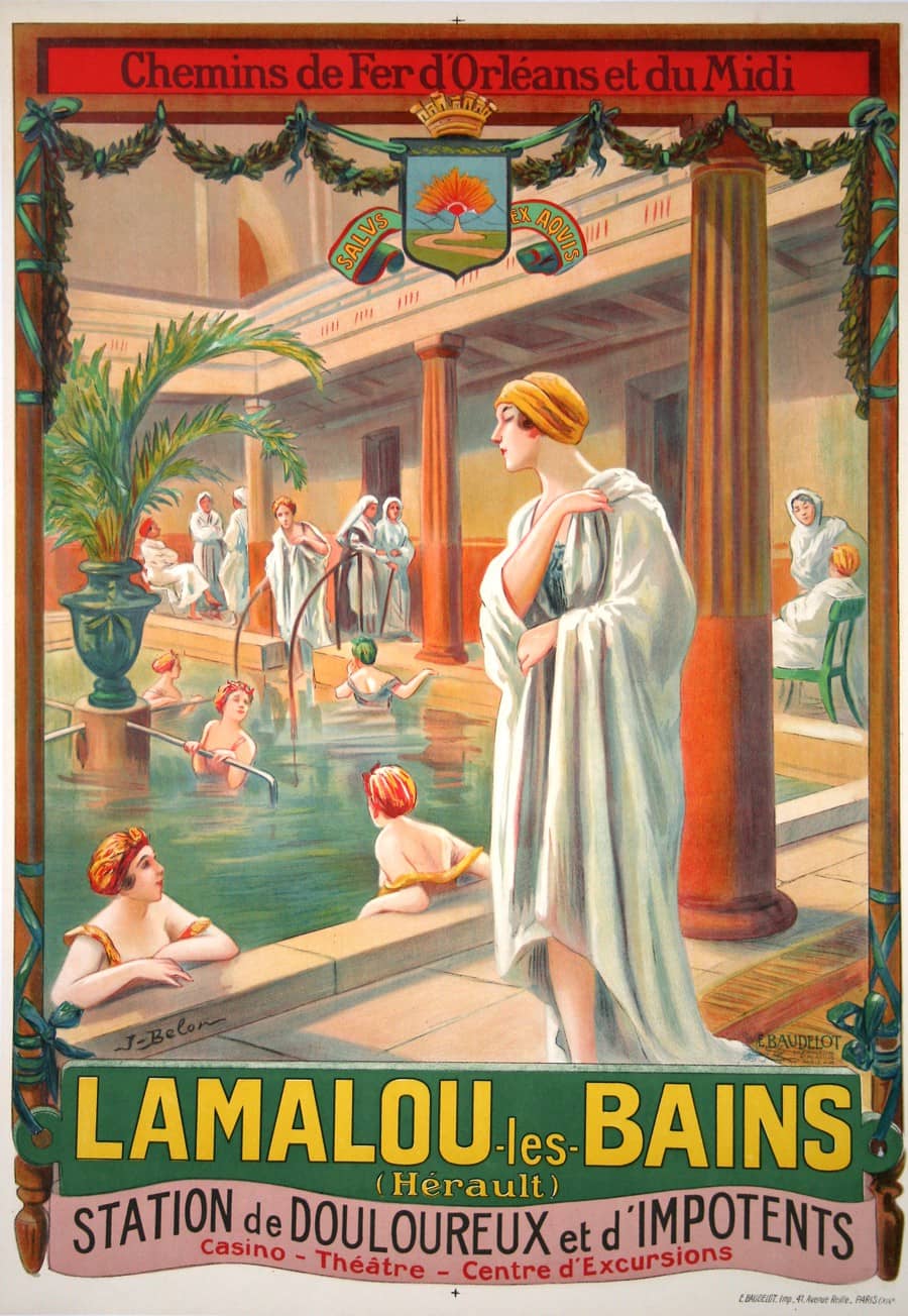 Original Vintage Poster for Lamalou Les Bains by Jose Belon c1910