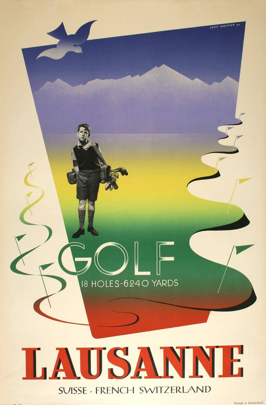 Lausanne Golf - 1947 Original Swiss Poster by Jean Walther