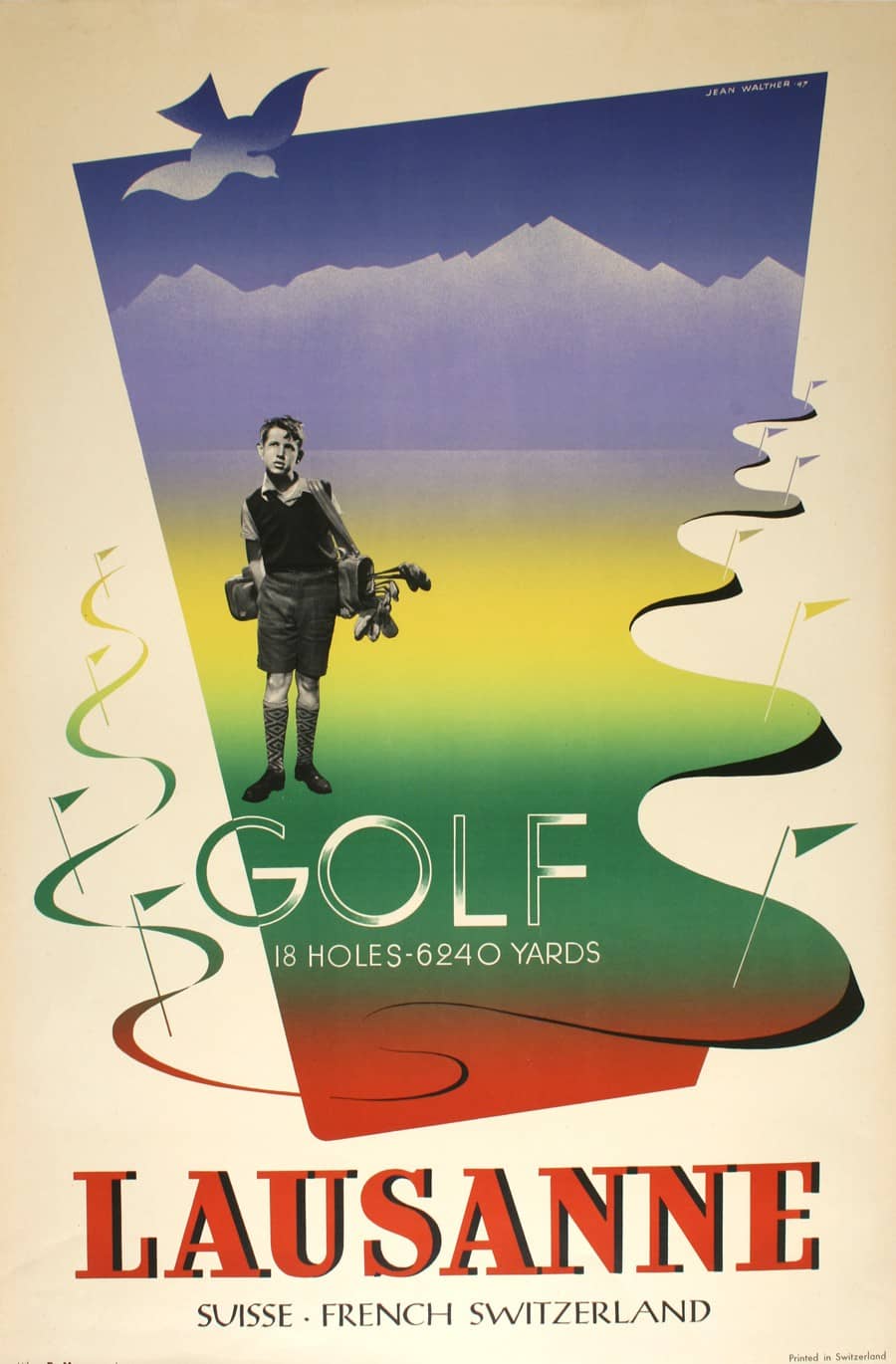 Lausanne Golf - 1947 Original Swiss Poster by Jean Walther