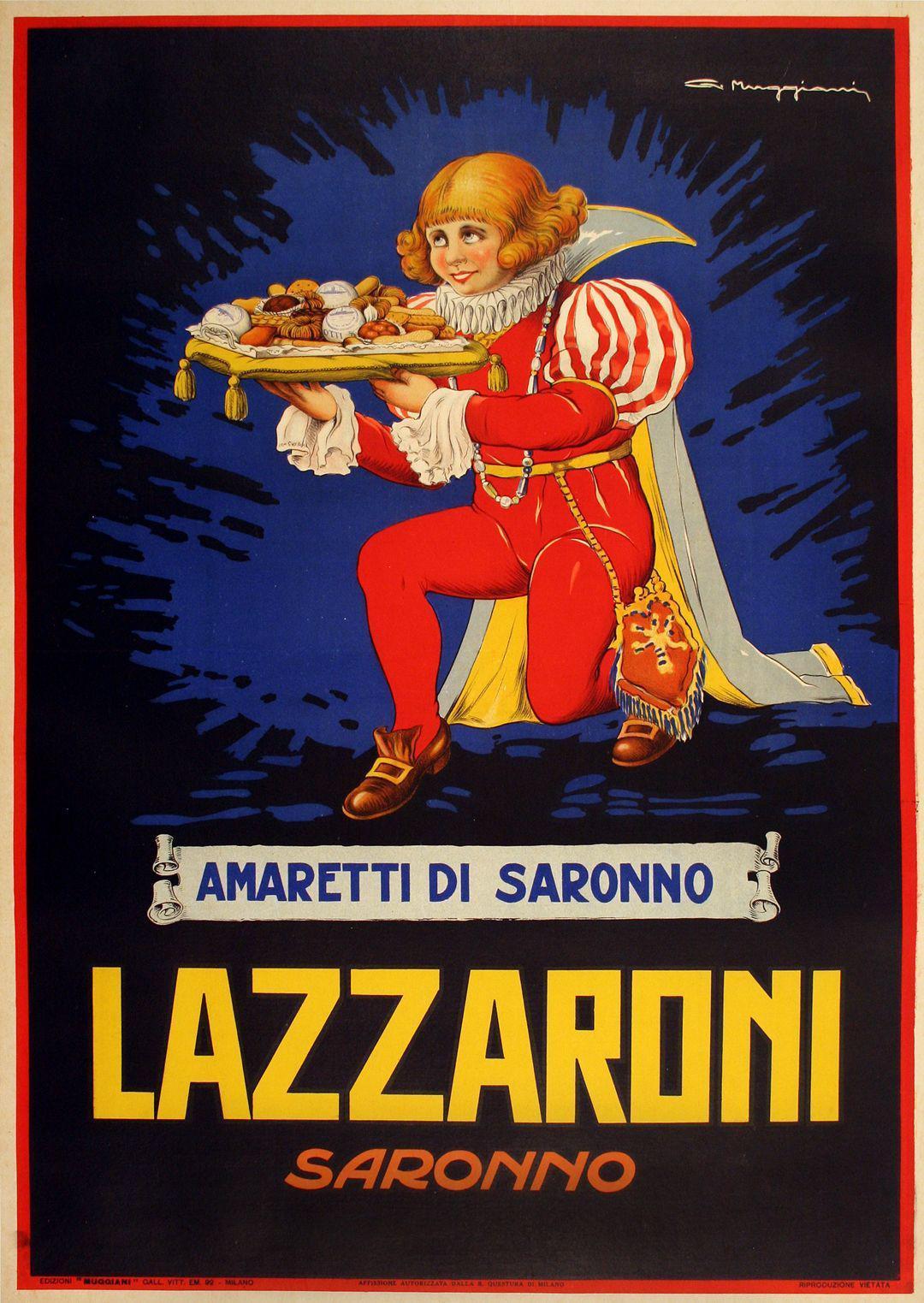 Lazzaroni - Amaretti di Saronno Poster by Giorgio Muggiani Original Vintage Italian c1930