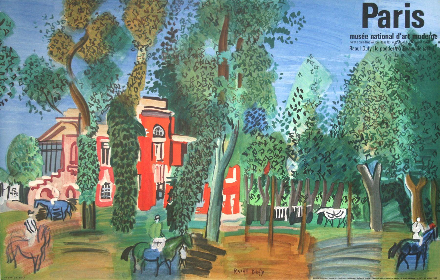 Le Paddock A Deauville Poster by Raoul Dufy c1964