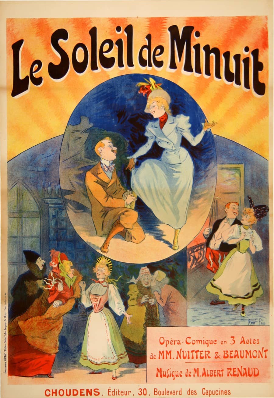 Original Vintage Opera Poster Le Soleil de Minuit by Rene Pean 1898