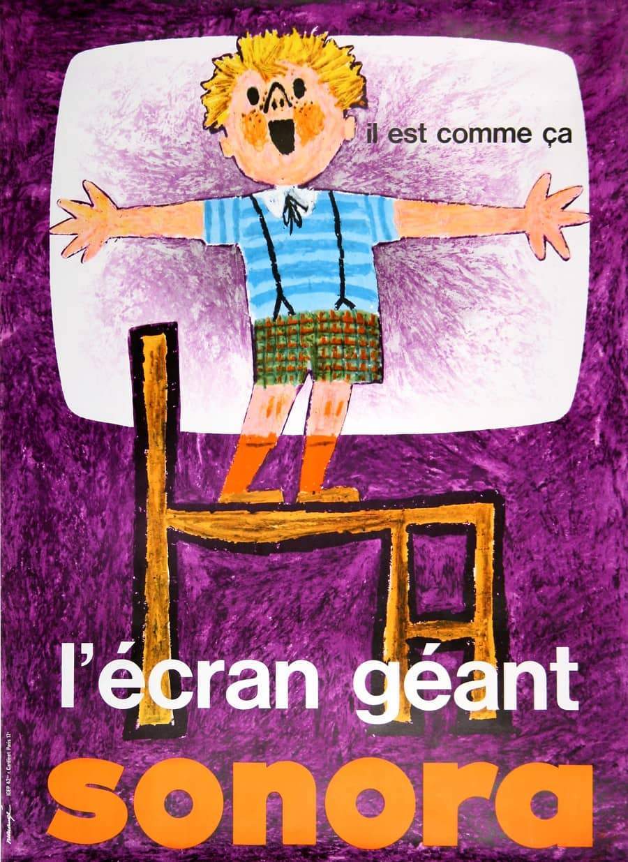 L’écran Géant Sonora Original Vintage French Télévision Poster c1960