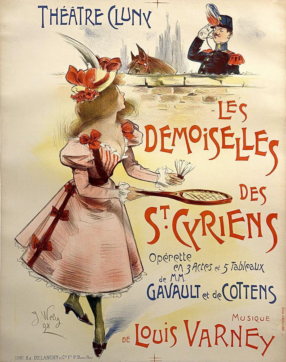 Original French Operetta Poster Les Demoiselles des St. Cyriens by Jacques Wely 1898