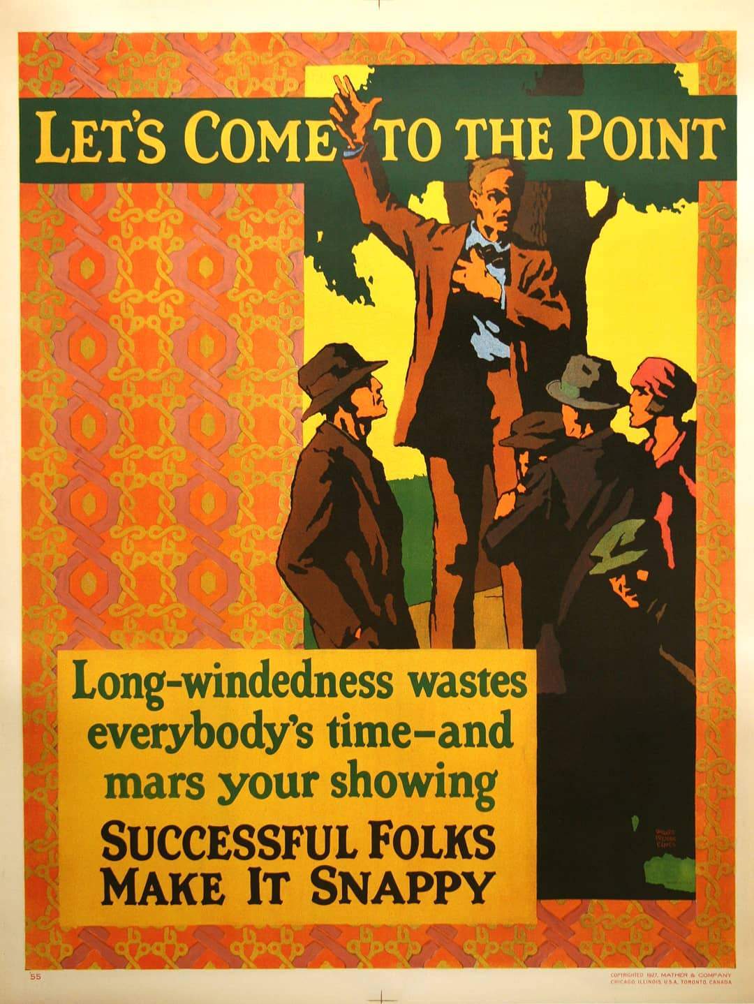 Original Mather Work Incentive Poster 1927 by Elmes - Let's Come to the Point