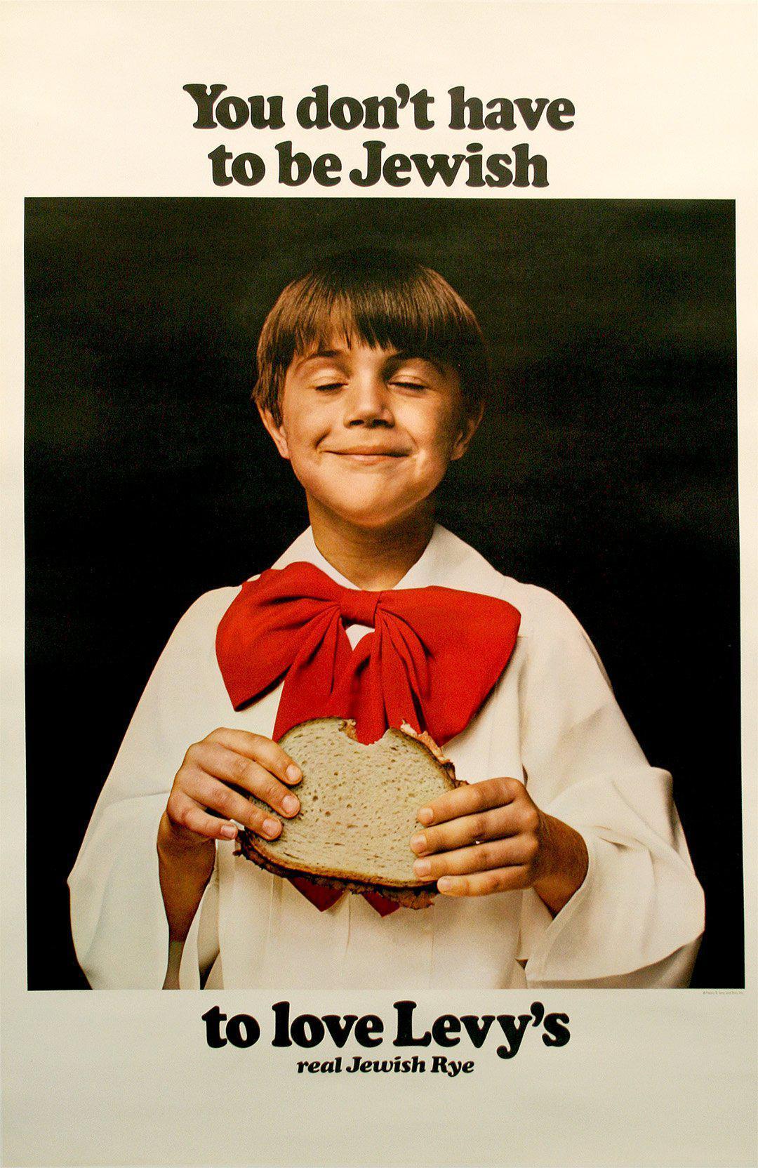 Original Vintage You Don't Have to be Jewish to Love Levy's Rye Bread Poster 1967 Choir Boy