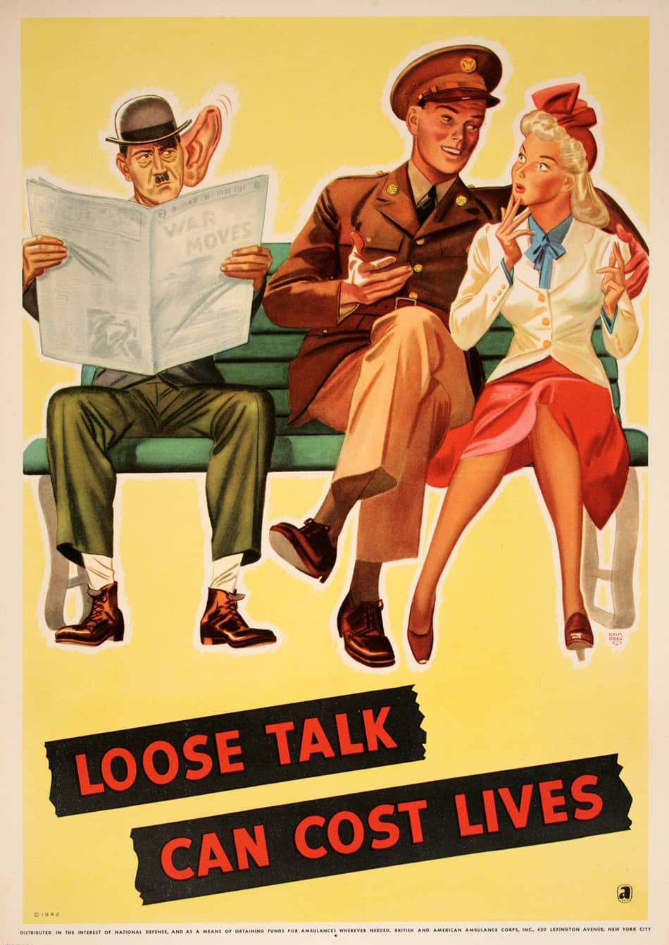 Original World War II Poster - Loose talk Can Cost Lives by Holmgren 1942