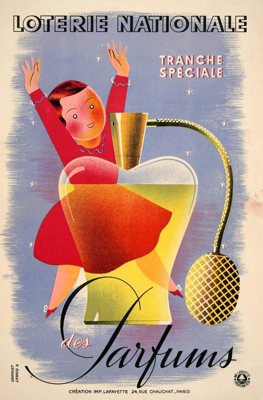 Original Vintage Loterie Nationale des Parfums Poster by Derouet Lesacq 1939 French Lottery