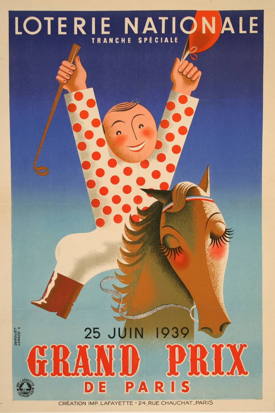 Loterie National French Poster by Derouet Lesacq - Grand Prix de Paris 1939