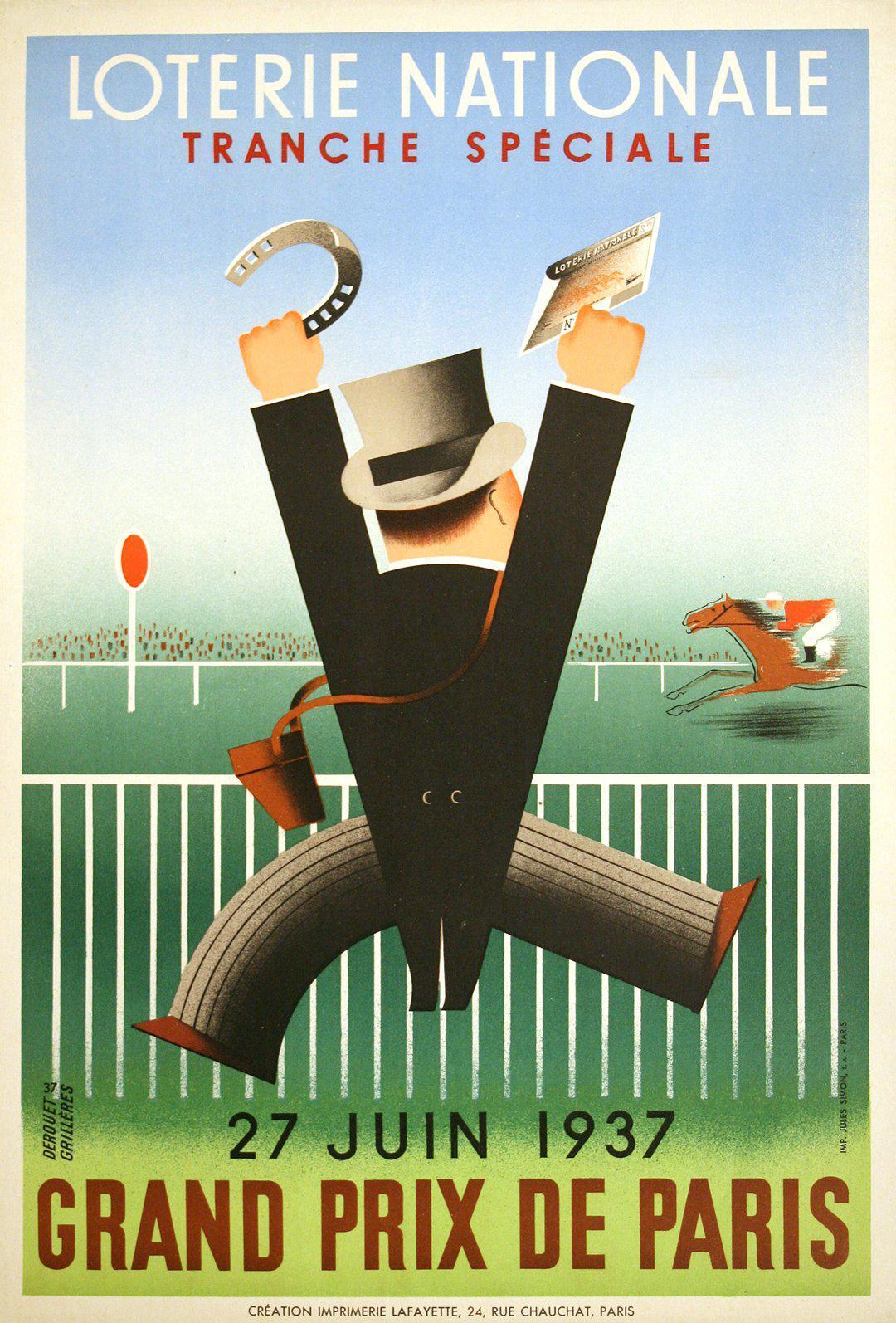 Loterie Nationale French Poster by Derouet Lesacq - Grand Prix De Paris 1937