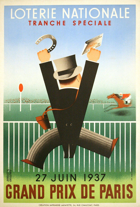 Loterie Nationale French Poster by Derouet Lesacq - Grand Prix De Paris 1937