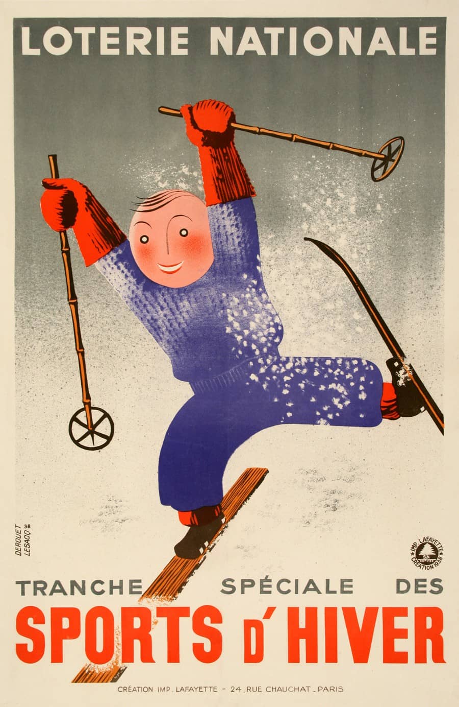 Loterie Nationale French Poster by Derouet Lesacq - Sports d'Hiver 1938