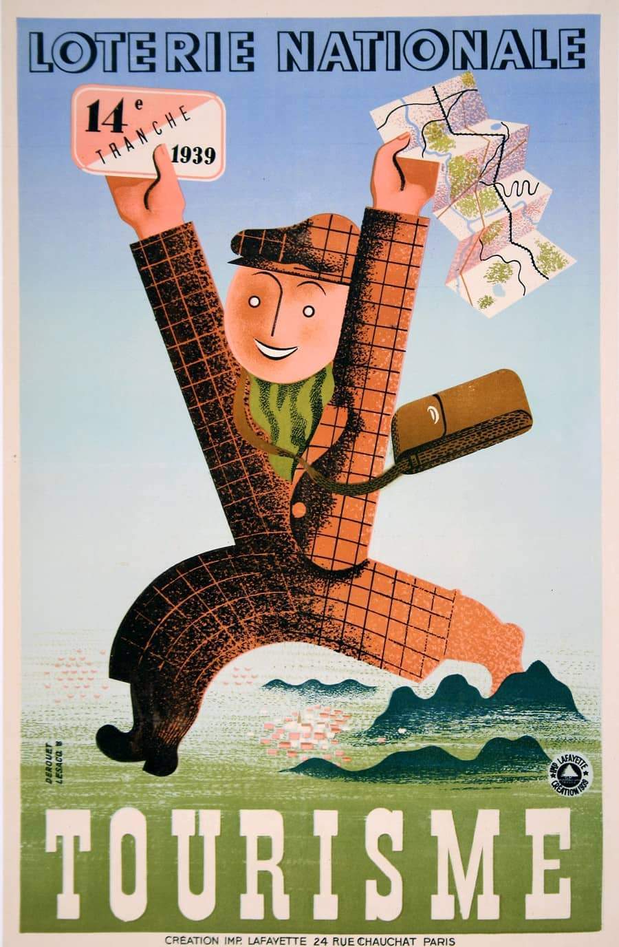 Loterie Nationale French Poster by Derouet Lesacq c1939 Tourisme