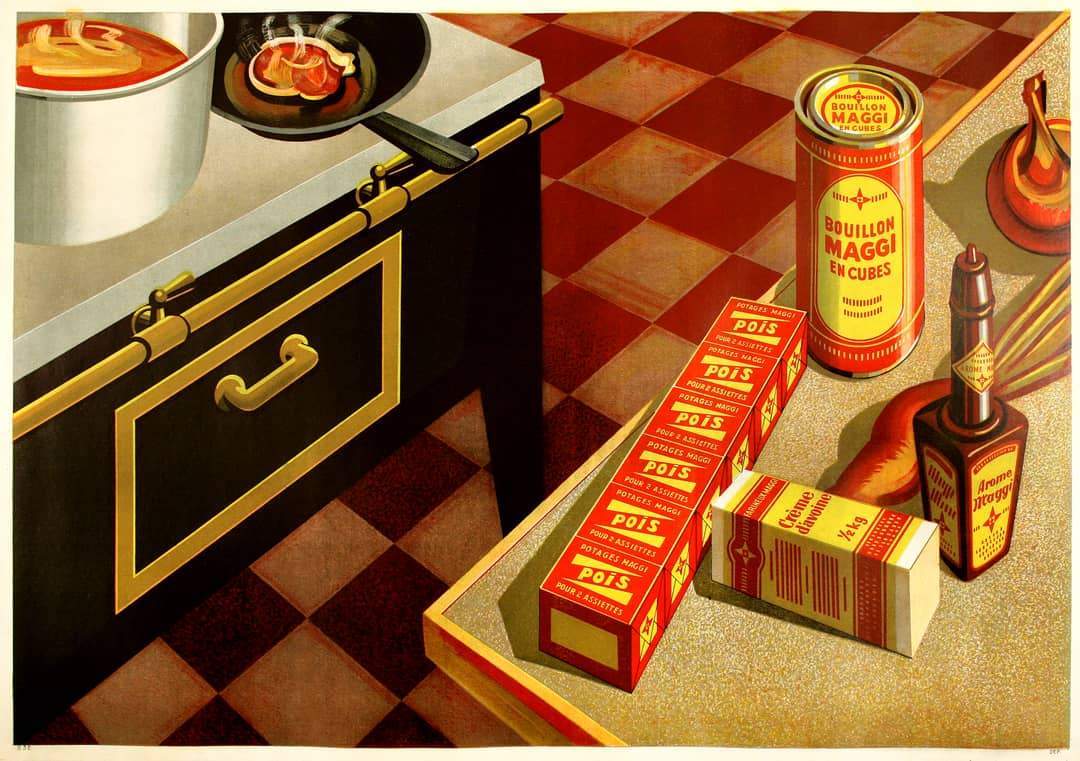 Original Swiss c1920 Poster - Maggi Cubes and Sauces Horizontal