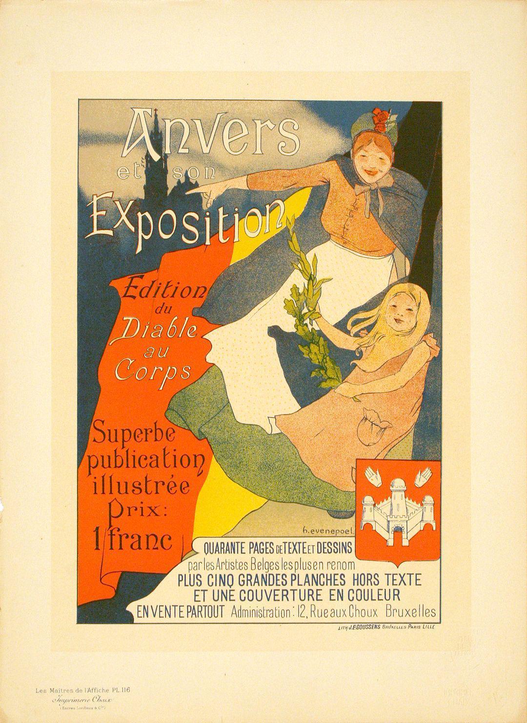 Maitres de L'Affiche Original Poster PL116 Anvers et Son Exposition by Henri Evenepoel