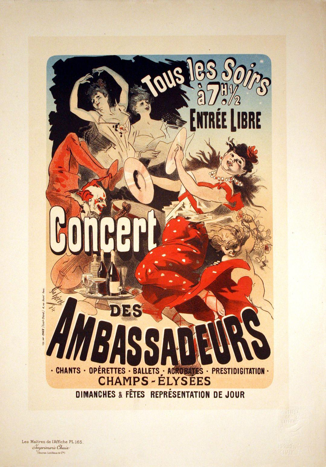 Original Maitres de L'Affiche Poster PL 165 Concert des Ambassadeurs by Jules Cheret