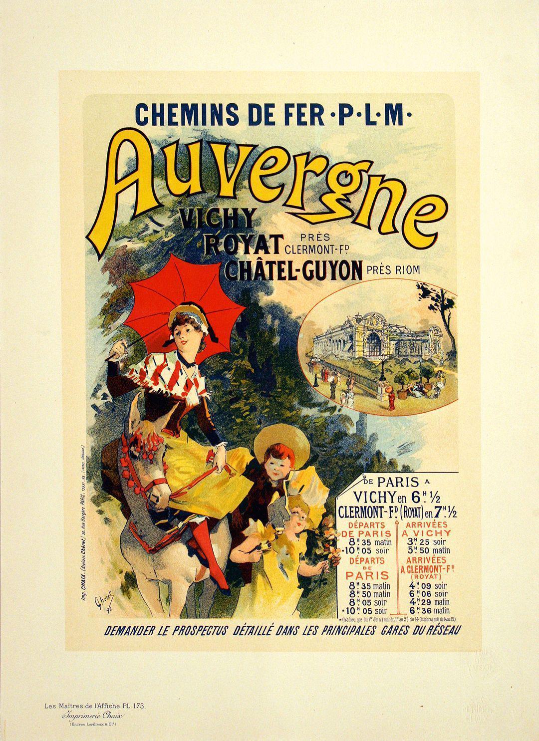 Original Maitres de L'Affiche - PL 173 by Jules Cheret 1899 - Auvergne PLM
