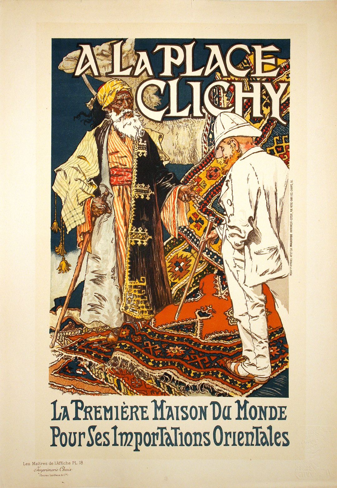 Original Maitres de L'Affiche - PL 18 A La Place Clichy by Eugene Grasset 1891 Oriental Rugs