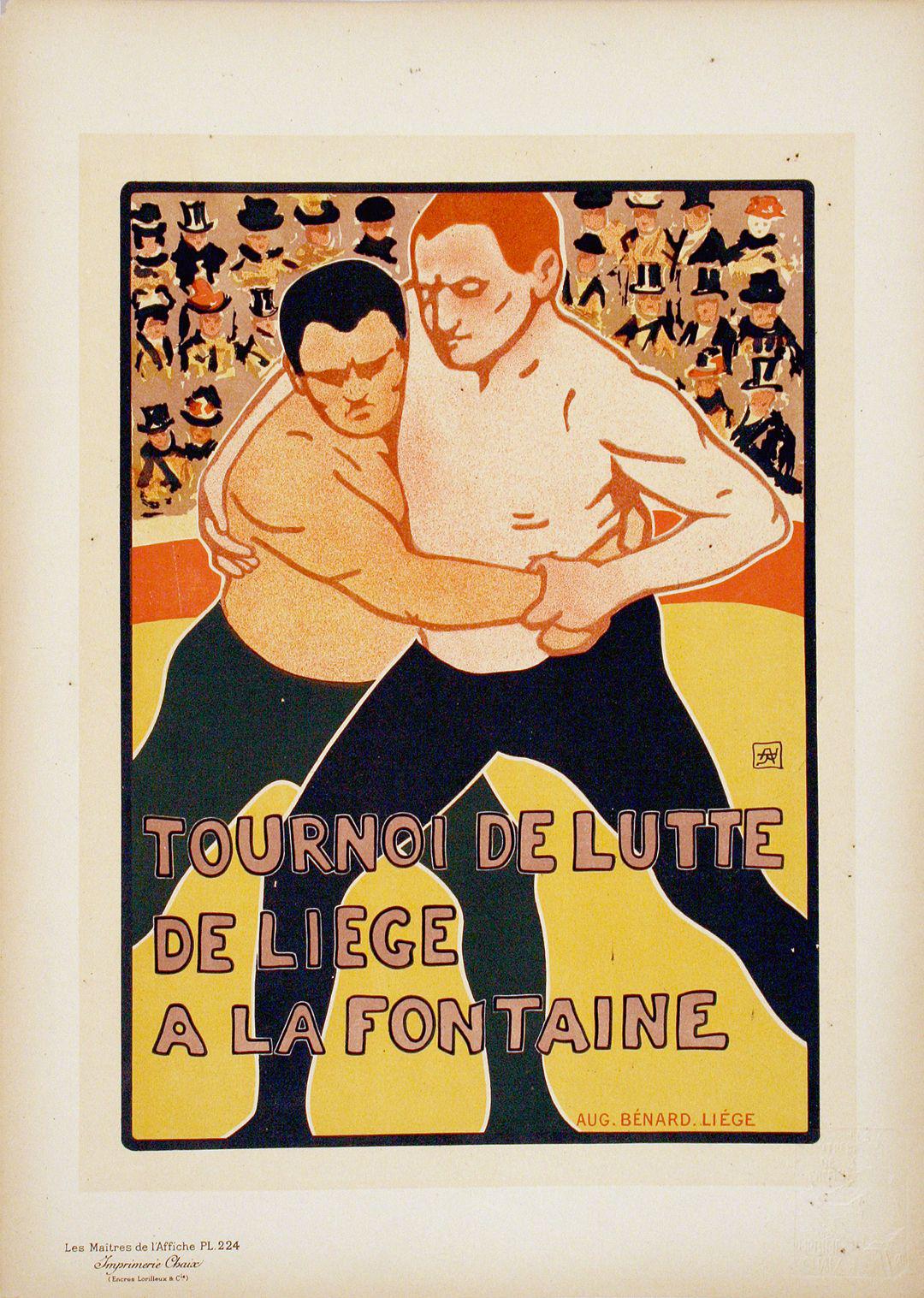 Original Maitres De L'Affiche - Pl 224 Tournoi de Lutte de Liege by Armand Rassenfosse Wrestling