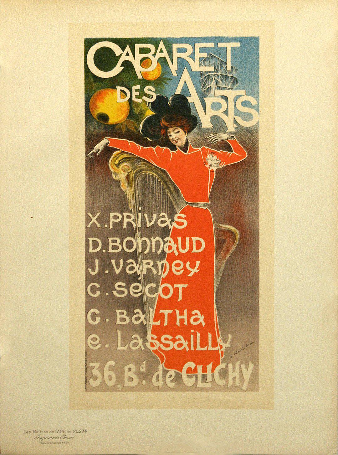 Original Vintage Maitre de l'Affiche Pl 234 Cabaret des Arts by Charles Lucas