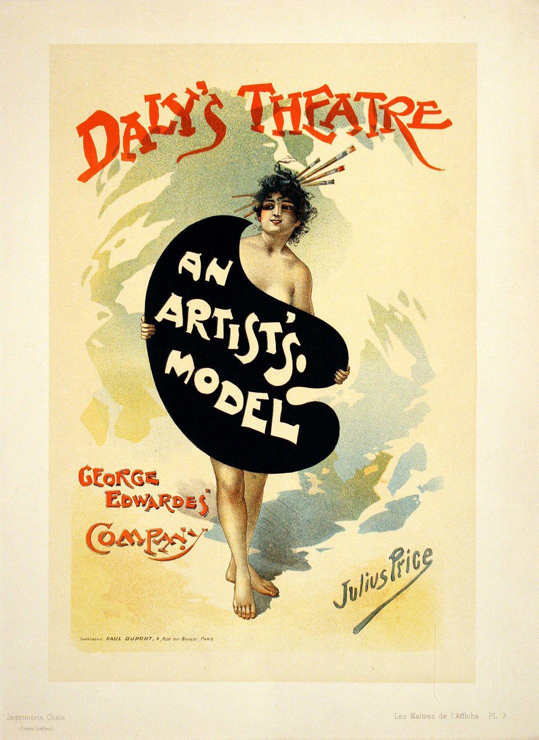 Original Maitres de L'Affiche - PL 3 by Julius Price 1896 - An Artist's Model Daly's Theatre