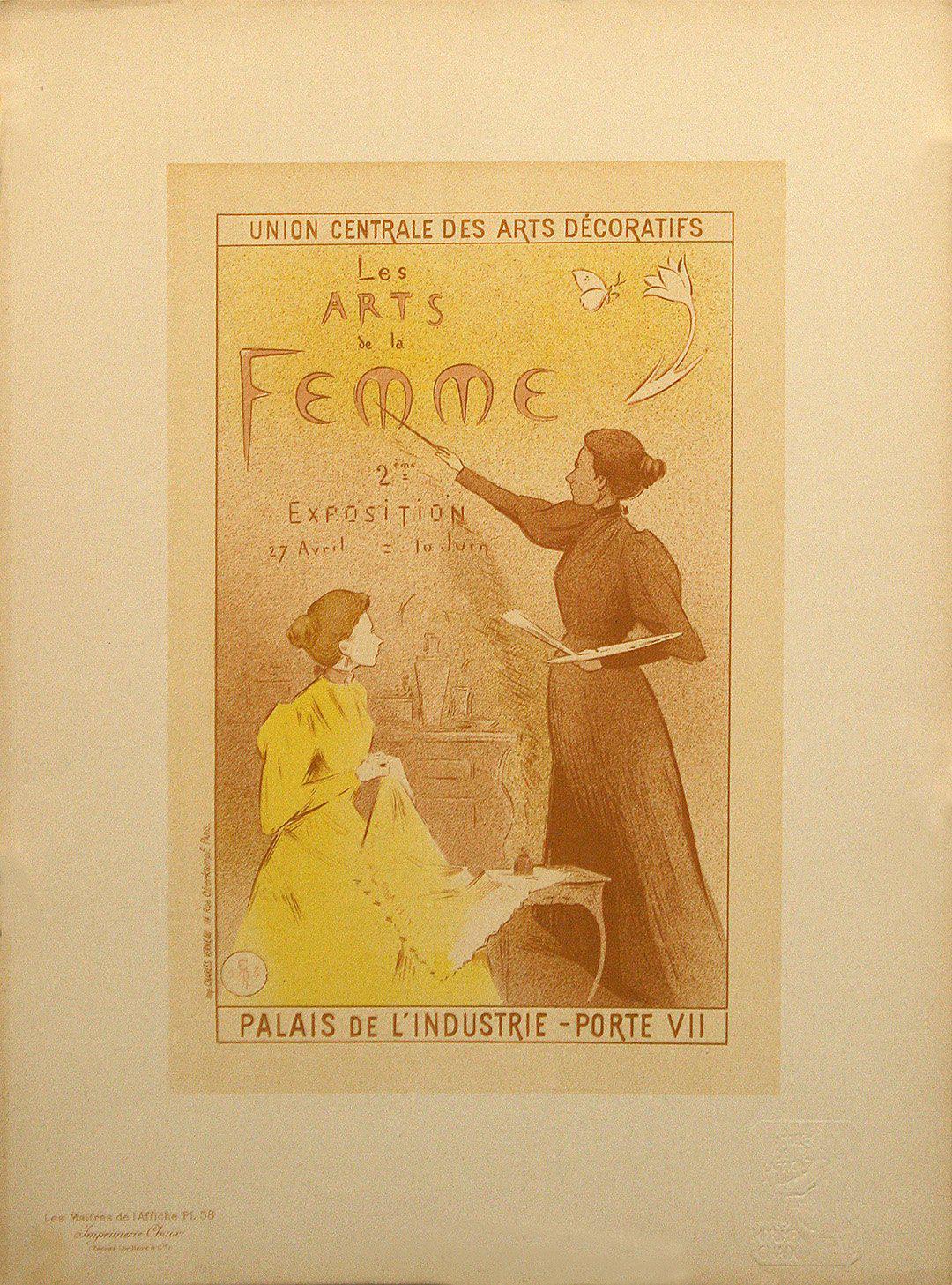Original Vintage Maitre de l'Affiche Pl 58 Les Arts de la Femme by Moreau-Nelaton 1897 Women in Art