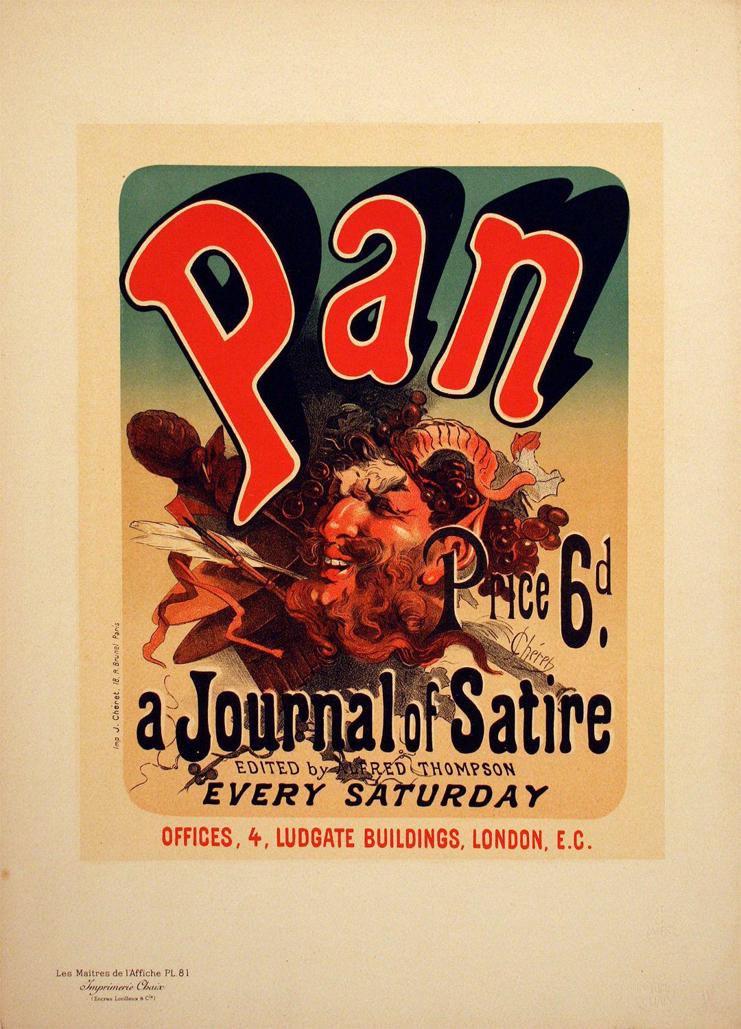Maitres de L'Affiche Plate 81 Pan by Jules Cheret 1897 Original