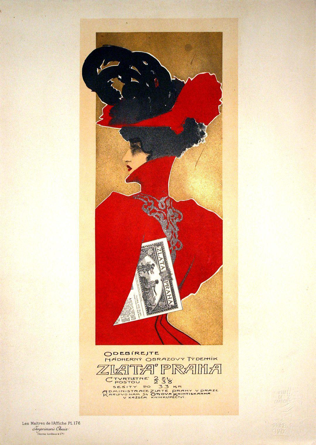 Original Maitres de L'Affiche Poster PL 176 - Zlata Praha by Vaclav Olivia 1899