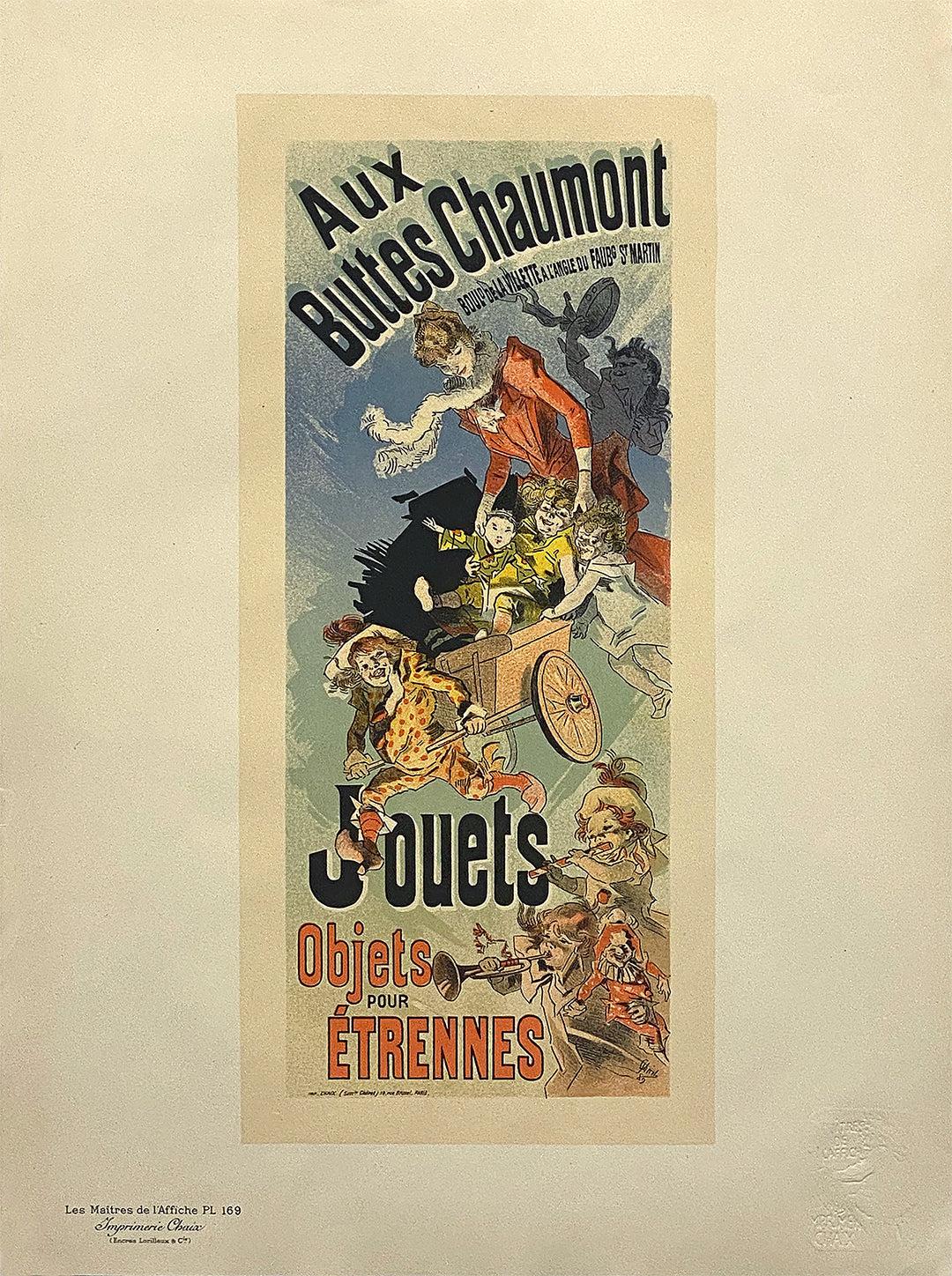 Original Vintage Maitre de l'Affiche Pl 169 Jules Cheret Aux Buttes Chaumont 1898
