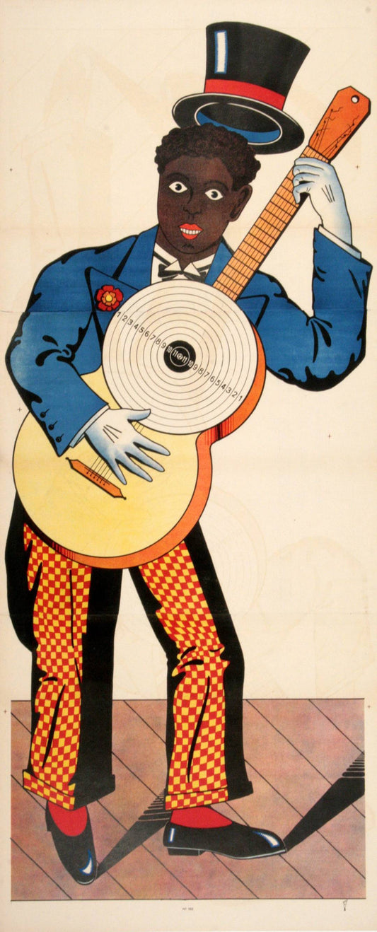 Original c1880 Vintage Poster -  Black Man With Target 182 - Wissembourg Collection