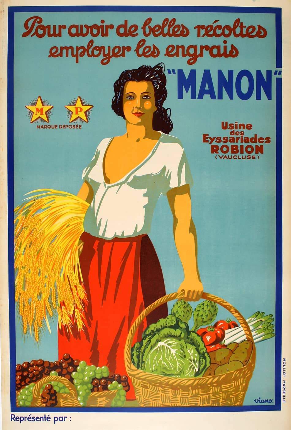 Manon Original Vintage Poster c1925 French by Viano Harvest