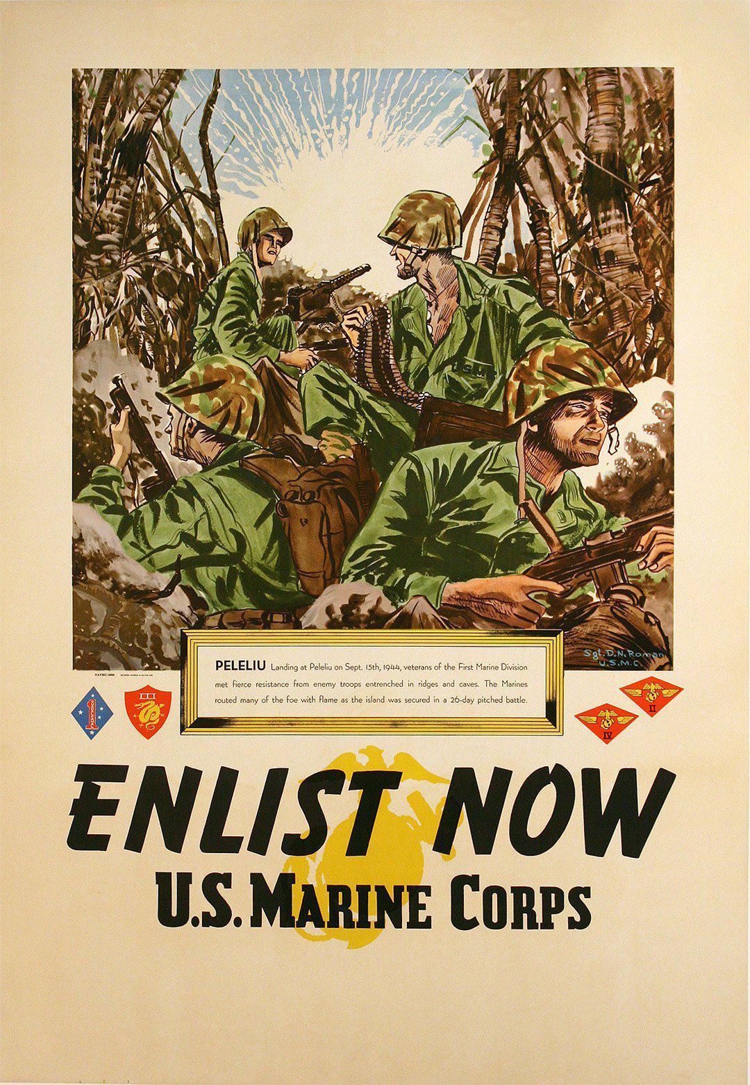 thumbnail image 2 of Enlist In The U.S. Marines - Land Sea Air - 1914 WW1 Poster Reproduction - 18x24 2 of 4